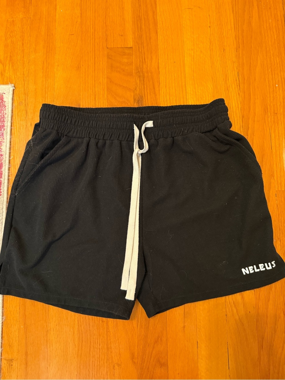Neleus Men's Black Athletic Drawstring Shorts